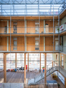 View of the atrium from the building La Borda in Barcelona